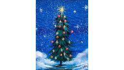 Simple Christmas TREE Step by Step Acrylic Painting on Canvas for Beginners