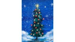 Simple Christmas TREE Step by Step Acrylic Painting on Canvas for Beginners