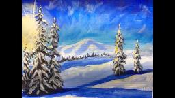 Winter Landscape Step by Step Acrylic Painting on Canvas for Beginners