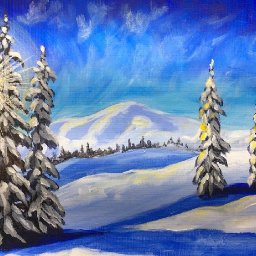 Winter Landscape Step by Step Acrylic Painting on Canvas for Beginners