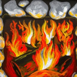 How to paint Fire and a FIREPLACE Beginner Acrylic painting Tutorial