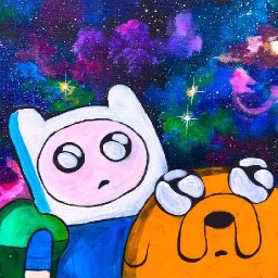 Adventure Time Finn and Jake GALAXY Beginner Acrylic Tutorial