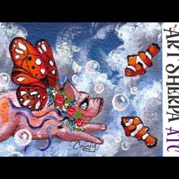 How to Artist Trading Card Fairy Flying Pig Art Sherpa Swap PLAYLIVE