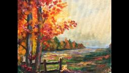 Beginner Learn to paint a Landscape Full acrylic for Fall /Autumn lovers