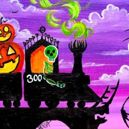 Spooky Train Step by Step Acrylic Painting on Canvas for Beginners