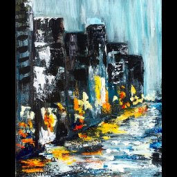 Learn to paint Pallet knife Abstract Rainy Day City Street  Acrylic Painting on Canvas