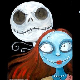 Jack and Sally in LOVE  Acrylic Painting Tutorial for Beginners