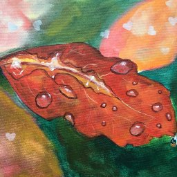 Water Drops on a Fall Leaf Easy Acrylic painting Tutorial Real time