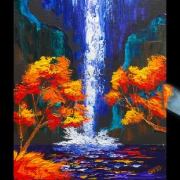 Beginner Pallete Knife  Fall Waterfall Tutorial