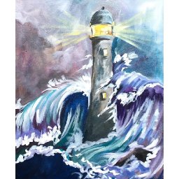 Stormy SEA and Lighthouse Step by Step Acrylic Painting on Canvas for Beginners