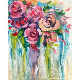 EASY Drip Roses STEP  by STEP painting on canvas for BEGINNERS