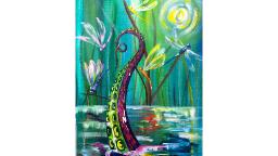 Kevin the Kraken visits Dragonflies Acrylic painting tutorial Q and A