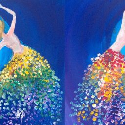 Easy painting Magical Sisters Dancing LOVE Acrylic Beginners Tutorial