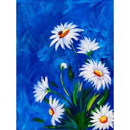 Easy DAISY Acrylic painting tutorial with LADYBUG