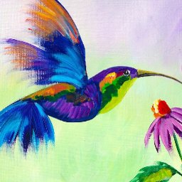 Beginner Learn to Paint A HummingBird and Flower