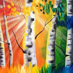 Paint Night Tutorial Rainbow Birch tree's Beginner Acrylic Tutorial ASL