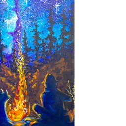 EASY Campfire & Galaxy Aurora Tutorial Acrylic Painting beginner step by step