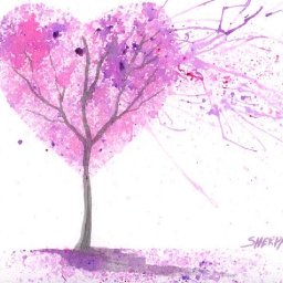 EASY Acrylic Watercolor Splatter Art The Cherry Blossom LOVE Tree