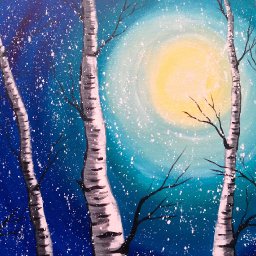 Beginner Acrylic Painting Class  Birch Trees  #lovewinterart