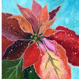 EASY Floral  Acrylic Paint tutorial for Beginners Poinsettias | Angelooney