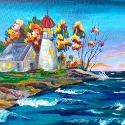 Acrylic painting tutorial  | Fall Lighthouse | The Art Sherpa