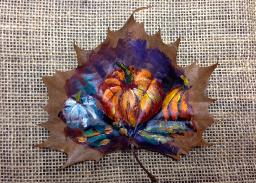 How to paint on a  leaf | Fall pumpkins | The Art Sherpa