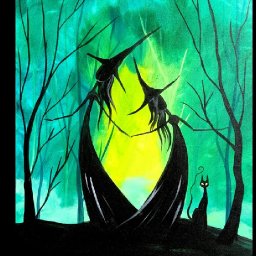 Easy Halloween painting | Adorable Witch Sisters in the Woods | #lovefallart #painting