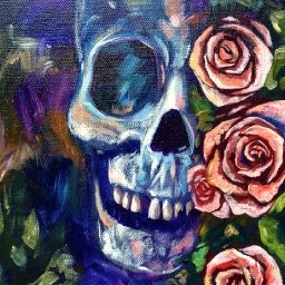 Skull and Roses Acrylic painting on canvas for beginners Step by step