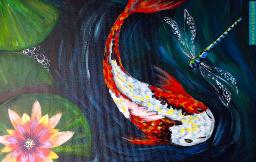 How To Paint Koi Fish Dragon Fly And Waterlilies Easy Beginner Acrylic The Art Sherpa Community The Art Sherpa