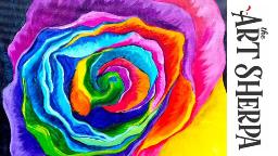 How to paint with Acrylic on Canvas a Rainbow Rose