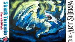 Shark Tornado step by step beginner Acrylic Painting tutorial #SharkWeek #sharkweek2017