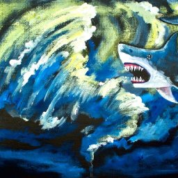 Shark Tornado step by step beginner Acrylic Painting tutorial #SharkWeek #sharkweek2017