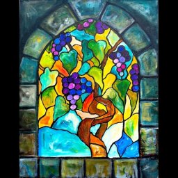 Grape Vines Stain glass and Stone Acrylic Painting tutorial for Beginners