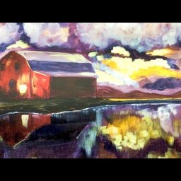 Landscape  Acrylic Painting on Canvas tutorial Red Barn Reflected in a Lake