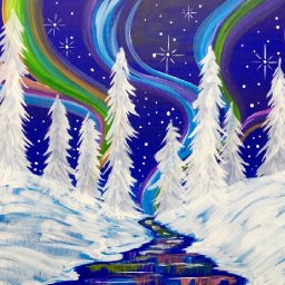 Beginners learn to paint Acrylic | Aurora Borealis Landscape | Winter Wonderland