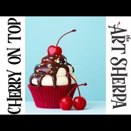 How to paint with Acrylic on Canvas a Cupcake with Cherries