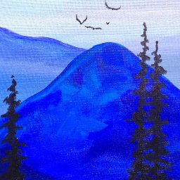 Paint it Blue Easy Mountains Acrylic tutorial  ASL