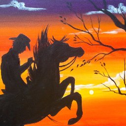 Easy Acrylic Painting | Cowboy at Sunset | The Art Sherpa