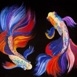 How to paint  Beta Fish in acrylic Craft Klatch Collab and Giveaway