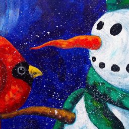 Beginners acrylic painting  | Snowman with Cardinal | The Art Sherpa paint along