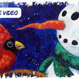 The Art Sherpa's Pre-view Snowman Timelapse painting of upcoming lesson