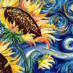 Sunflowers Tutorial | Vincent Van Gogh Starry Night | Beginner Acrylic Painting