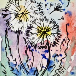 How to paint a watercolor Dandelion for an ATC Art Sherpa