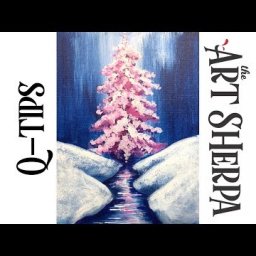 Cotton Swab Painting Technique Pink Christmas Tree  EASY Acrylic tutorial