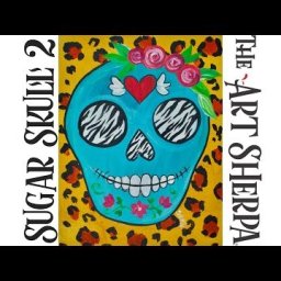 How to paint with Acrylic on canvas Cheetah Sugar Skull a beginner tutorial