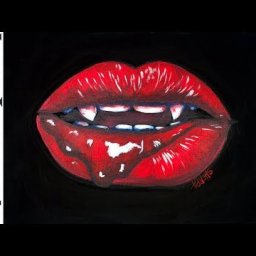 How to paint with Acrylic Realistic Vampire's Kiss with teeth