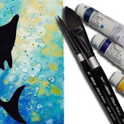 Watercolor Dolphin  for beginners painting the Ocean 💇🎨   alcohol technique