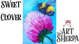 Very easy simple painting lesson for beginners Bumble Bee Clover the Art Sherpa