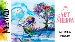 Mermaid Beginners step by step How to paint with watercolor The Art Sherpa