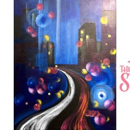 Easy How to paint with Acrylic on Canvas Abstract City at Night Bokeh